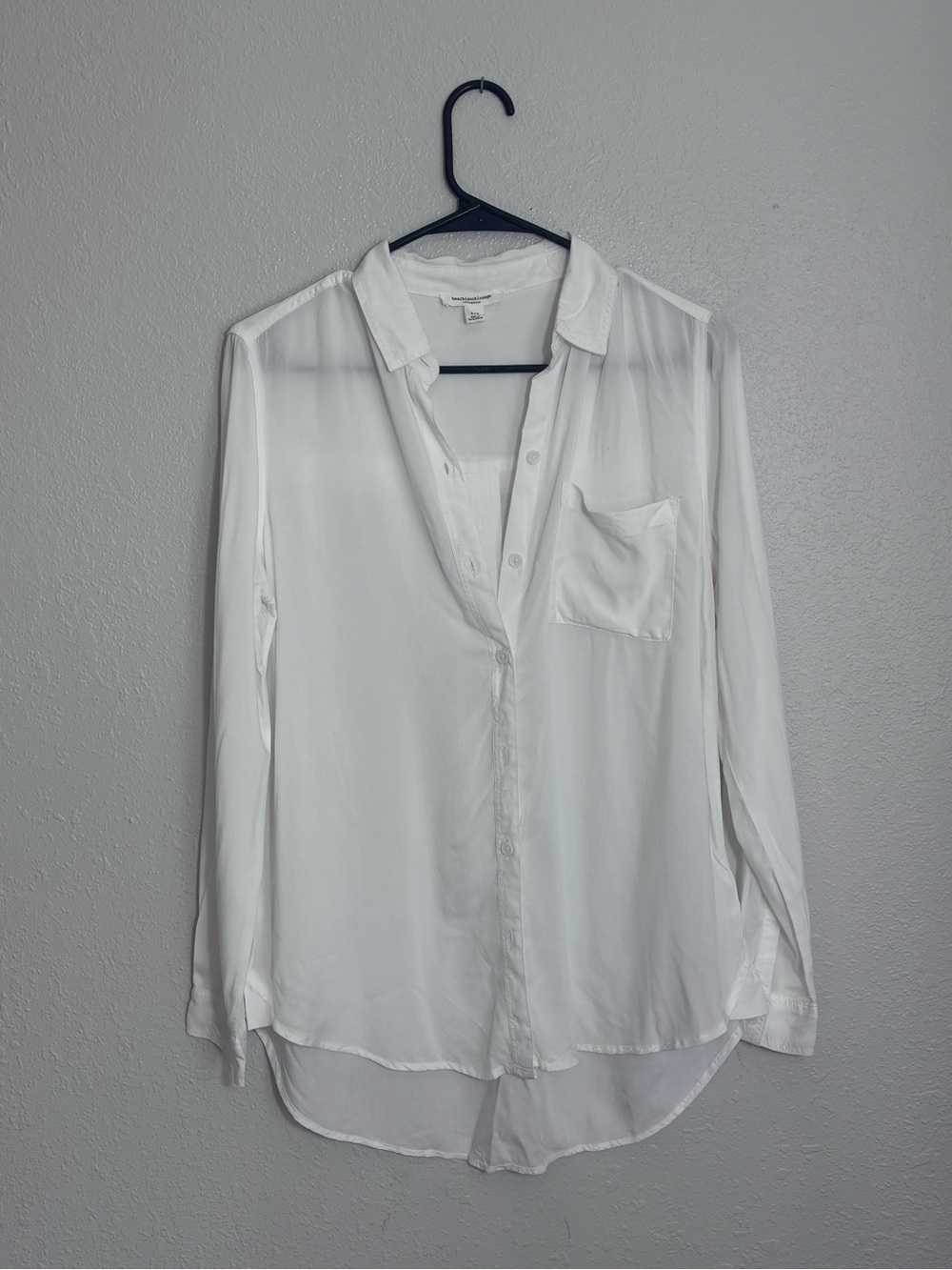 beachlunchlounge White Sheer Button-Down Blouse